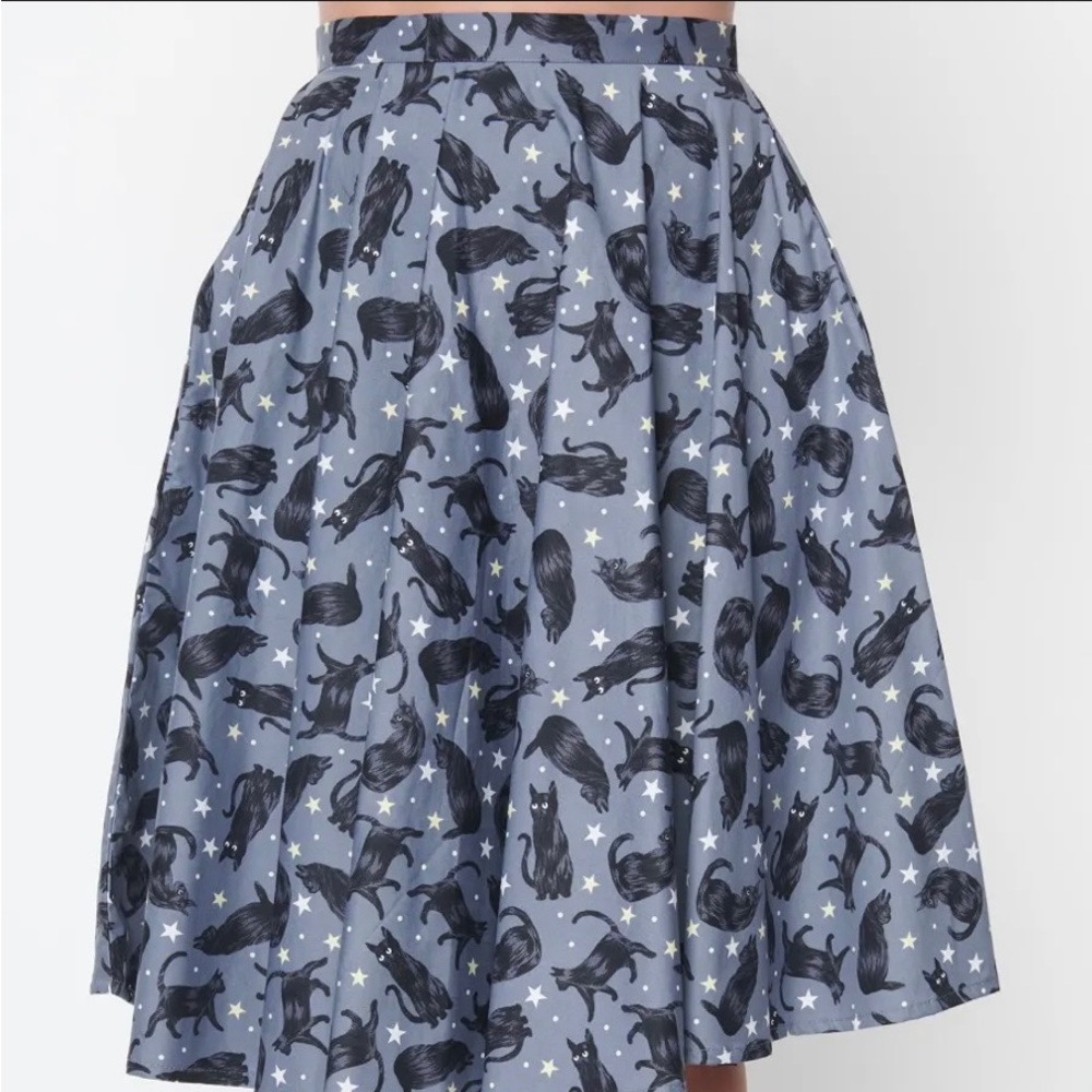 Magnolia Place Grey & Black Cat Sally Swing Skirt! NWT! Sz 2XL